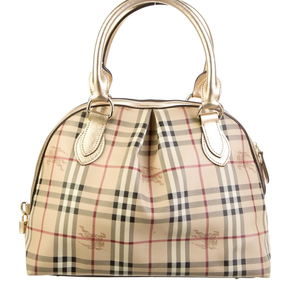 Burberry Top Handle Bag
•   Brown
•   Plaid Print
•   Haymarket Check Pattern
